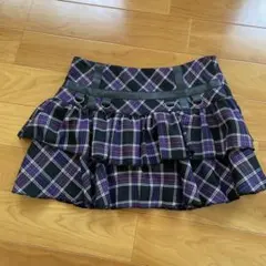紫と黒のチェック柄フリルミニスカート