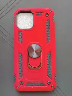 iPhone用赤いケース リングホルダー付き