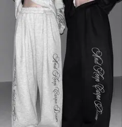 lettering logo embroidery wide sweatp