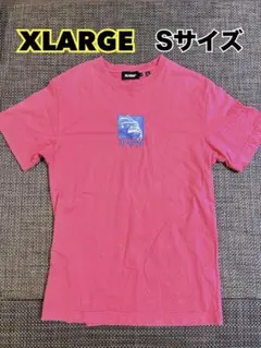 値下げ！XLARGE サーモンピンク ロゴ 刺繍 Tシャツ Sサイズ