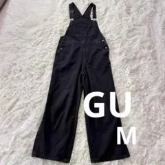 美品✨GU デニムオーバーオール　ブラック M ワイド　黒のサムネイル
