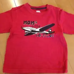 赤い長袖Tシャツ MOM'S LITTLE CO-PILOT