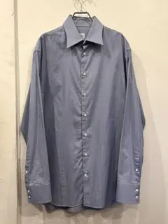 90s ARMANI COLLEZIONI ストライプシャツ　ブルー　Lのサムネイル
