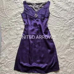 UNITED ARROWS ユナイテッドアローズ 紫色サテン スリーブレスドレス