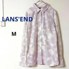 LANDS' END ランズエンド 綿100% ストライプ花柄シャツ M