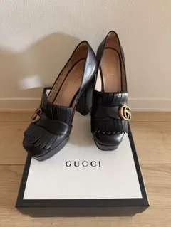 GUCCI ブラック フリンジ ハイヒール　36