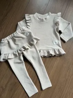 美品　水着　ラッシュガード　90センチ　 トップス、レギンスセット　ベージュ