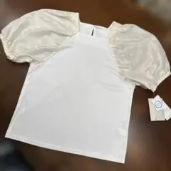レリアン　ホワイト 水玉パフスリーブ がかわいいTシャツ　11号　2025年物