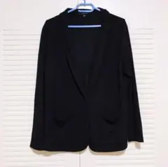 ユニクロ　ノーカラージャケット 　黒　XL　F23