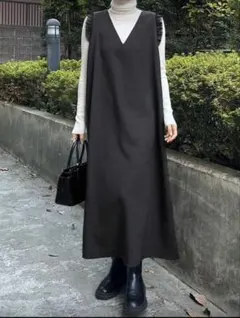 秋冬　ノースリーブ　ワンピース