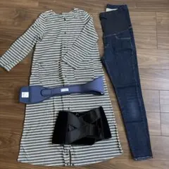 サイズが合えばお買い得！マタニティパジャマセット ストライプ L