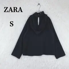 【ザラ】レディース 長袖 ボウタイ ブラウス S ブラック クレープチョーカー