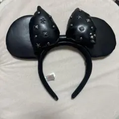 ミニーマウス　スタッズ付きカチューシャ　レザー