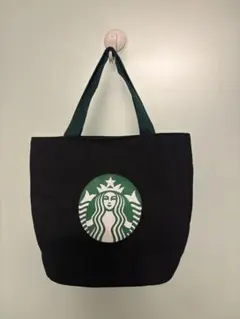 スタバ トートバッグ ブラック ロゴ入り 内ポケット付き