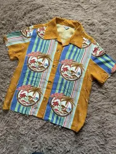【美品】Boxシルエット　単丈　レトロシャツ　レーヨン100% オープンカラーのサムネイル