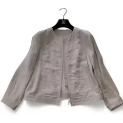 マッキントッシュフィロソフィー　ノーカラージャケット 麻混　ベージュ