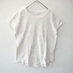 GreenLabelRelaxing ワッフルニット風フレンチスリーブT 白 Fのサムネイル