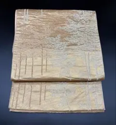 高級 正絹 袋帯 礼装 フォーマル 洒落帯　金糸　風景　森林　385