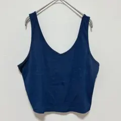キャミソール 紺 Vネック ショート丈 クロップド シンプル 夏服 カジュアル