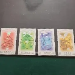 新品未使用！クリスマス海外切手　4枚セット　香港