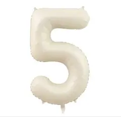 クリーム色ナンバーバルーン5お誕生日バースデー風船くすみホワイト数字記念日写真