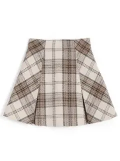 インパン裏地付きチェック柄プリーツスカート　グレイル　GRL