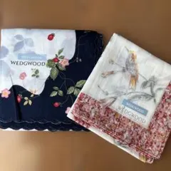WEDGWOOD 花と果実の刺繍 ハンカチ ２枚セット