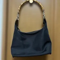GUCCI バンブーハンドルバッグ　ナイロン ショルダーバッグ 黒
