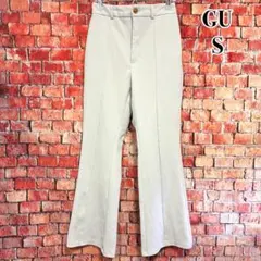 GU☆カットソーカラーフレアスラックス　ブーツカット　フレアパンツ　美脚　S