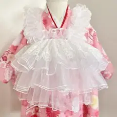 七五三3歳被布チュール被布オーガンジーワンピースエプロンスカート浴衣着物　七五三