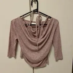 Chico ピンク オフショルダー 五分袖Tシャツ