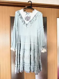 薔薇色Riz様専用】ハグオーワーロングワンピース ティアード オリーブ