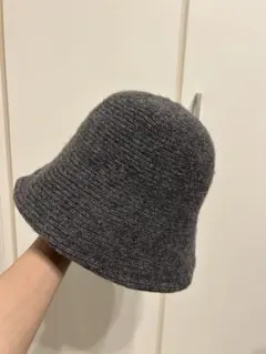グレー ニット バケットハット