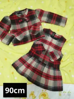 チェック柄ジャケットとドレスセット