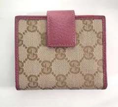 グッチ GUCCI 二つ折り財布 GG キャンバス ピンク