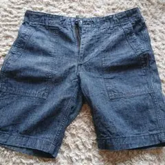 ​Denime ドゥニーム シャンブレー ショーツ S 日本製 リネン混 紺系のサムネイル