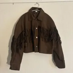 限定価格 5000➡️3000フリンジ付きブラウンクロップドジャケット