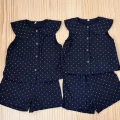 ドット柄　セットアップ　姉妹お揃い