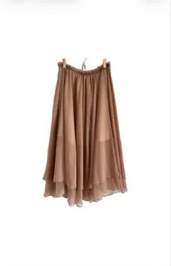 桜色シフォン フレアスカート