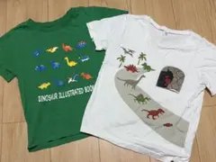 【130cm】恐竜柄 半袖Tシャツ 2枚セット 男の子 ゆるかわ
