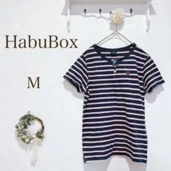 HabuBox Tシャツ 半袖　ボーダー　ネイビー　和柄　花柄　リメイク風　綿のサムネイル