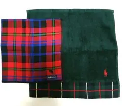 Ralph Lauren タオルハンカチ グリーン チェック&チェック2枚セットのサムネイル