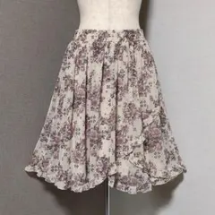 レストローズ 花柄 フリル フレア スカート