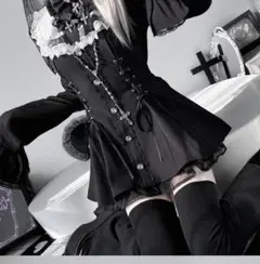 新品 黒白 セットアップ 長袖 フリル ゴシック クロス リボン 量産型 地雷系