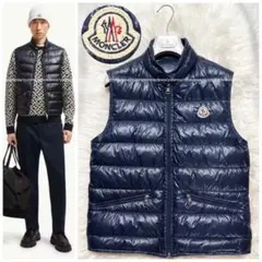 상태매우좋음 モンクレール GUI ライトダウンベスト 0 濃紺 MONCLER