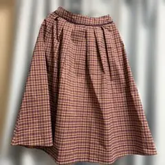 reflect 紫チェック柄フレアロングスカート