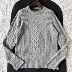 極美品　エポカ　ウォモ　カシミヤ　アンゴラ　ケーブルニット　セーター　グレー　M