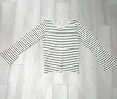 N.NATURALBEAUTYBASIC　ストライプ スクエアネックニット