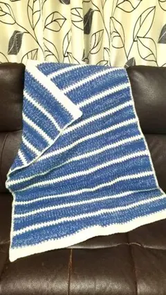 ボーダー柄膝掛け　ブランケット　　　　　マルチカバー　ハンドメイド