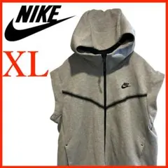 T4383*NIKE*ナイキ*パーカー*ベスト*コットン混*メンズXL*グレー系